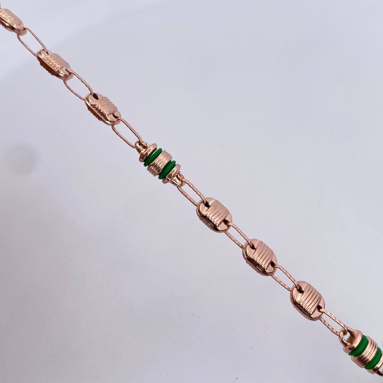 Tobillera Rustica Canotillo 5.5gr / 24.8cm / 5.4mm Cauchos Verdes  Oro Rosa 18K $