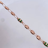 Tobillera Rustica Canotillo 5.5gr / 24.8cm / 5.4mm Cauchos Verdes  Oro Rosa 18K $