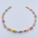 Tobillera Rustica Barril 5.9gr / 24.5cm / 4.7mm Cauchos De Colores Tres Oros 18K $