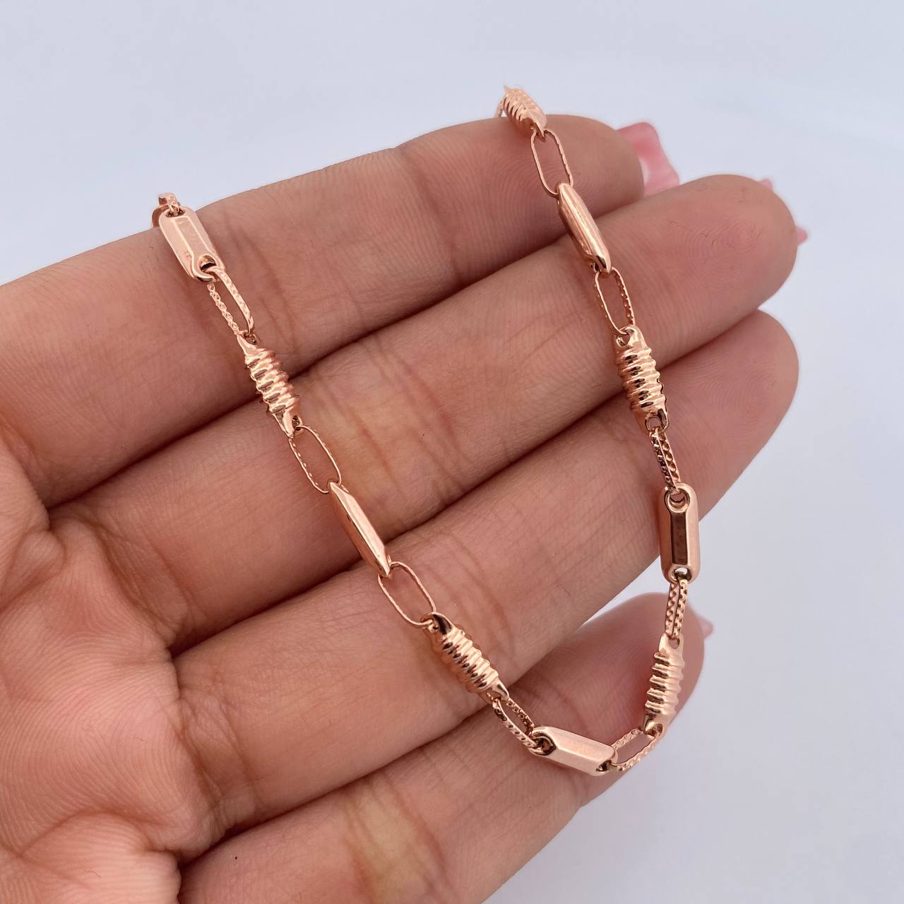 Tobillera Rustica Barril  4.05gr / 25.7cm / 4mm Oro Rosa 18K $