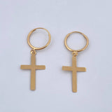 Candongas Cruz 1.15gr / 3.6cm / 1.2mm Lisas Oro Amarillo 18K $