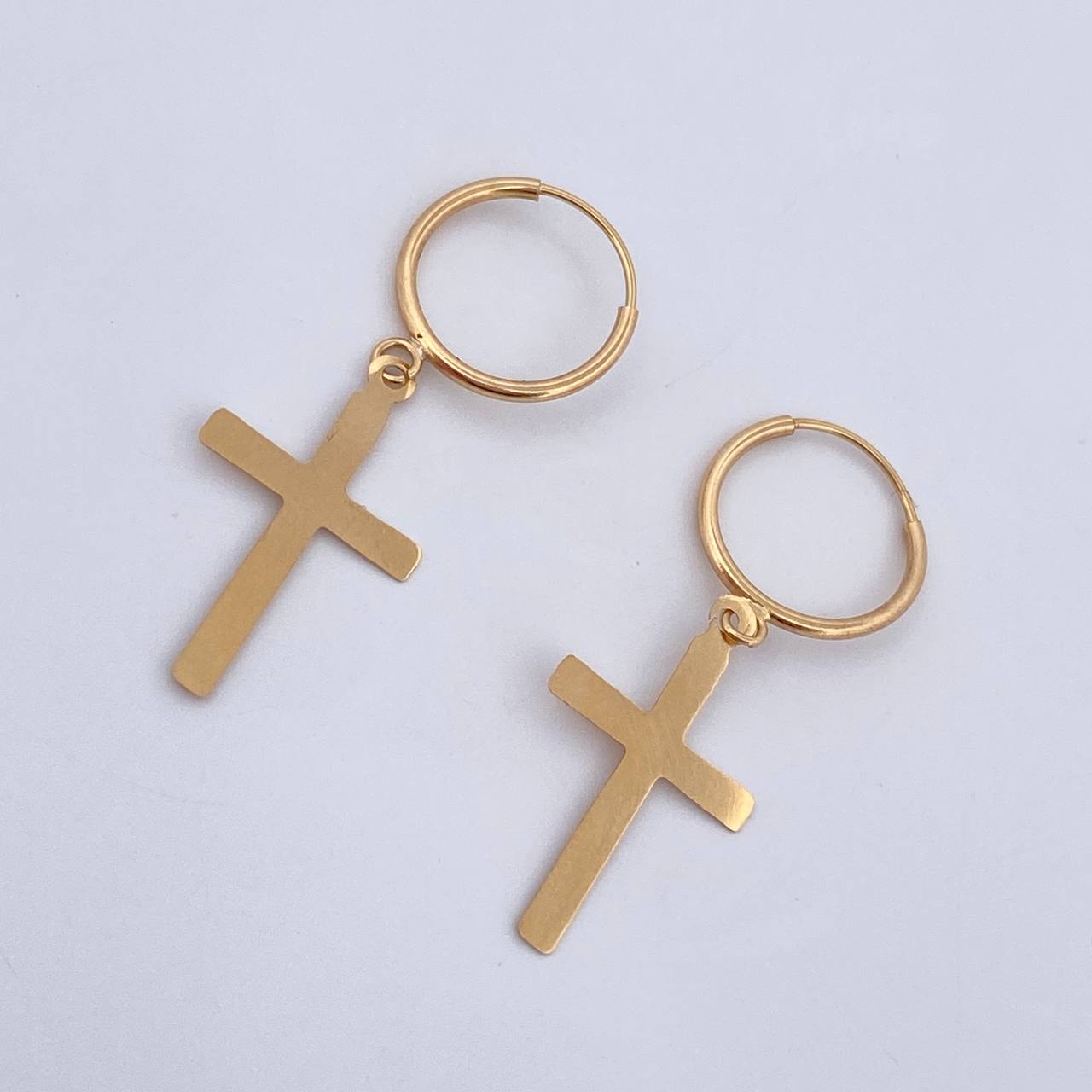 Candongas Cruz 1.15gr / 3.6cm / 1.2mm Lisas Oro Amarillo 18K $