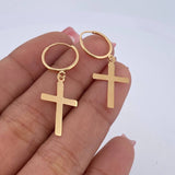 Candongas Cruz 1.15gr / 3.6cm / 1.2mm Lisas Oro Amarillo 18K $