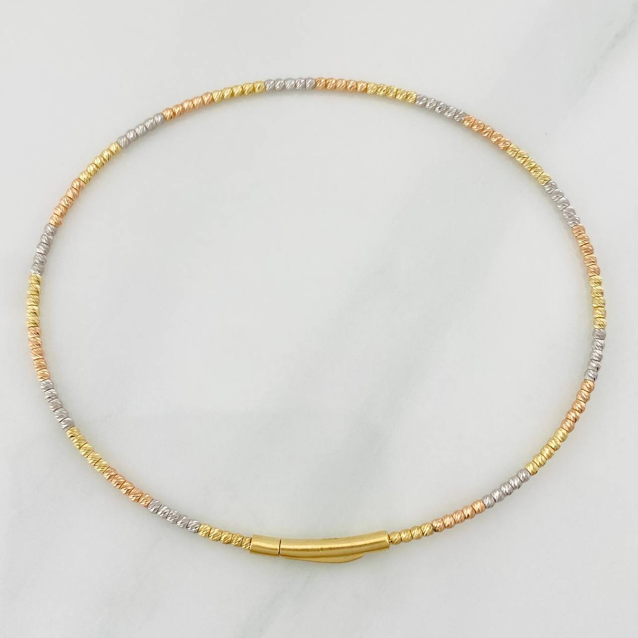 Pulso Aro Diamantado 2.05g / 18cm / 2mm Tres Oros 18K