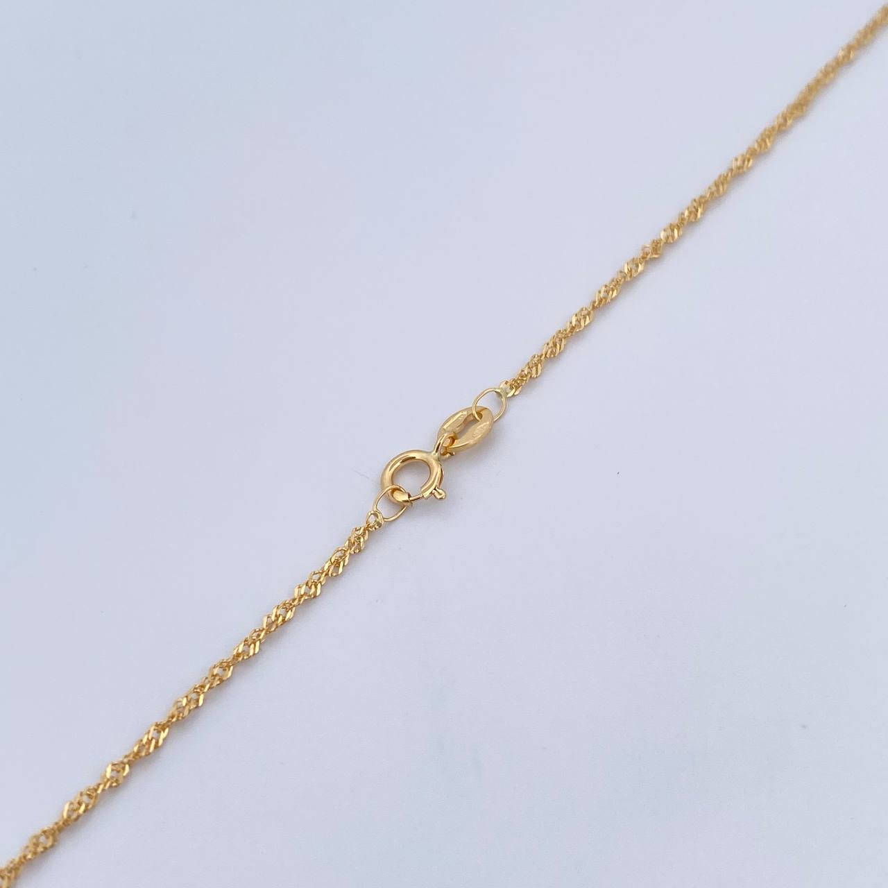 Set Cadena Singapur 1.35 / 44.1cm / 0.9mm + Dije Oso Teddy 0.55gr / 1.7cm Troquelado Oro Amarillo 18K (Oferta) $