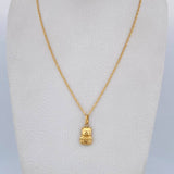 Set Cadena Singapur 1.35 / 44.1cm / 0.9mm + Dije Oso Teddy 0.55gr / 1.7cm Troquelado Oro Amarillo 18K (Oferta) $