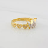 Anillo Corona Corazones 2.65g / T7 Dos Oros Amarillo Blanco 18K