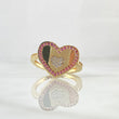 Anillo Corazon En Medio 3.75gr / T6 1/2 / Circones Blancos Rosados Oro Amarillo 18K