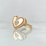 Anillo Corazon En Medio 3.75gr / T6 1/2 / Circones Blancos Rosados Oro Amarillo 18K