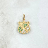 Dije Escudo Deportivo Cali 1.95gr / 2.2cm / Circones Blancos Verdes Oro Amarillo 18K ©