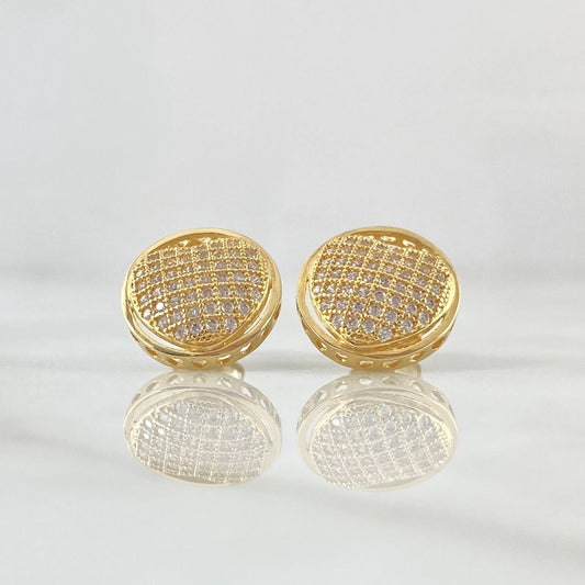 Topos Corazon Abultado Tupido 3.5gr / 1.5cm / Circones Blancos Oro Amarillo 18K