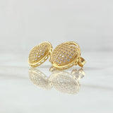 Topos Corazon Abultado Tupido 3.5gr / 1.5cm / Circones Blancos Oro Amarillo 18K
