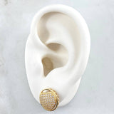 Topos Corazon Abultado Tupido 3.5gr / 1.5cm / Circones Blancos Oro Amarillo 18K