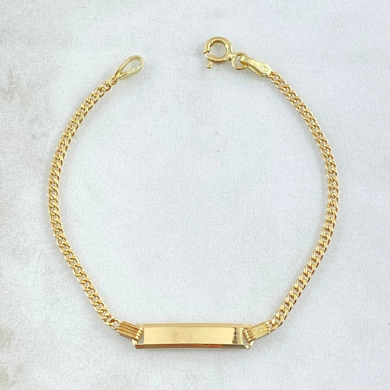 Pulso Bebé Cubano Placa Rectangular 1.55gr / 14cm / 1.9mm Oro Amarillo +1 18K ©