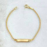 Pulso Bebé Cubano Placa Rectangular 1.55gr / 14cm / 1.9mm Oro Amarillo +1 18K ©