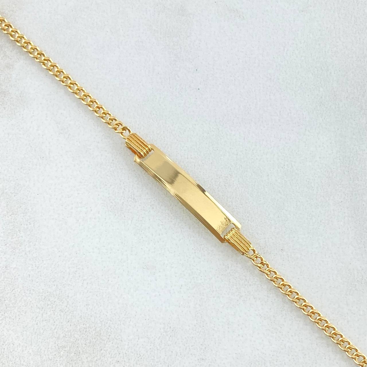 Pulso Bebé Cubano Placa Rectangular 1.6gr / 14.5cm / 1.9mm Oro Amarillo +1 18K