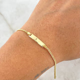 Pulso Bebé Cubano Placa Rectangular 1.55gr / 14cm / 1.9mm Oro Amarillo +1 18K ©