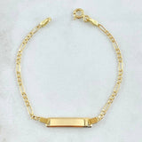 Pulso Bebé Figaro Placa Rectangular 1.45gr / 14cm / 1.9mm Oro Amarillo +1 18K
