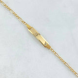 Pulso Bebé Figaro Placa Rectangular 1.5gr / 14.5cm / 1.9mm Oro Amarillo +1 18K