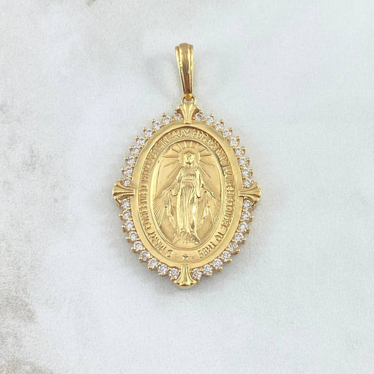 Dije Virgen Milagrosa 11.45gr/5cm Circones Blancos Oro Amarillo (Oferta)