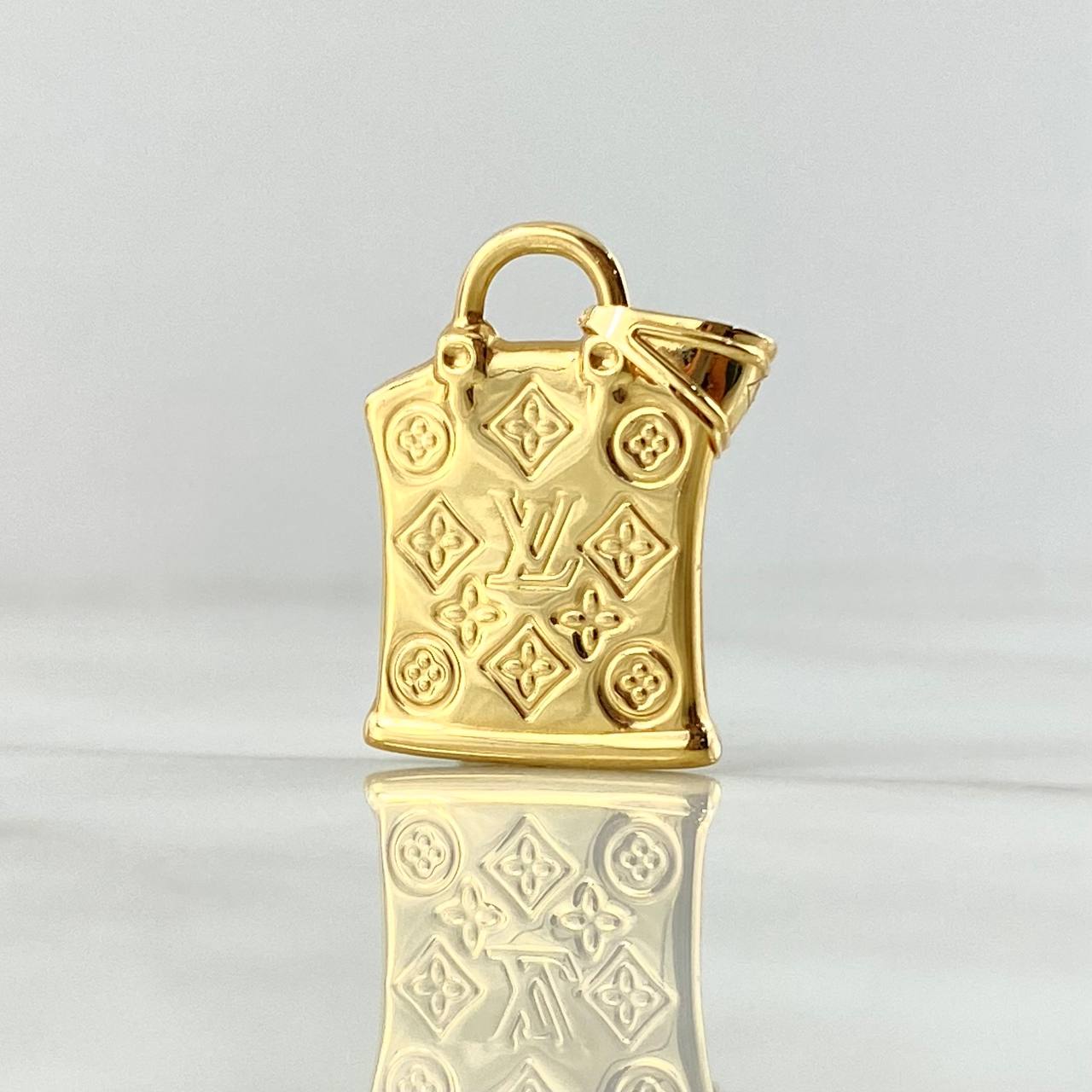 Dije Bolso Floreado 2.15gr / 3.2cm Oro Amarillo Italy +4 (Oferta)