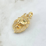 Dije Leon Tribal 13.45gr/4cm Circones Verdes Blancos Oro Amarillo* (Oferta)
