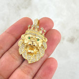 Dije Leon Tribal 13.45gr/4cm Circones Verdes Blancos Oro Amarillo* (Oferta)
