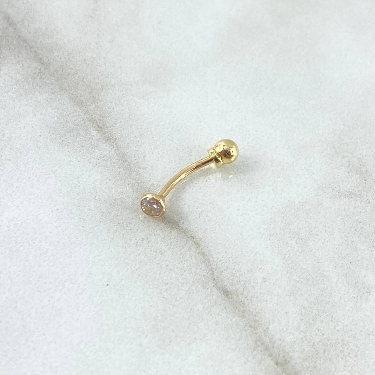 Piercing Curvo Bisel 0.3gr / 1.5cm / Circon Blanco Oro Amarillo 18K (Joya) *
