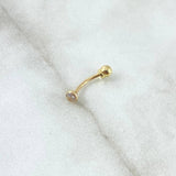 Piercing Curvo Bisel 0.3gr / 1.5cm / Circon Blanco Oro Amarillo 18K (Joya) *