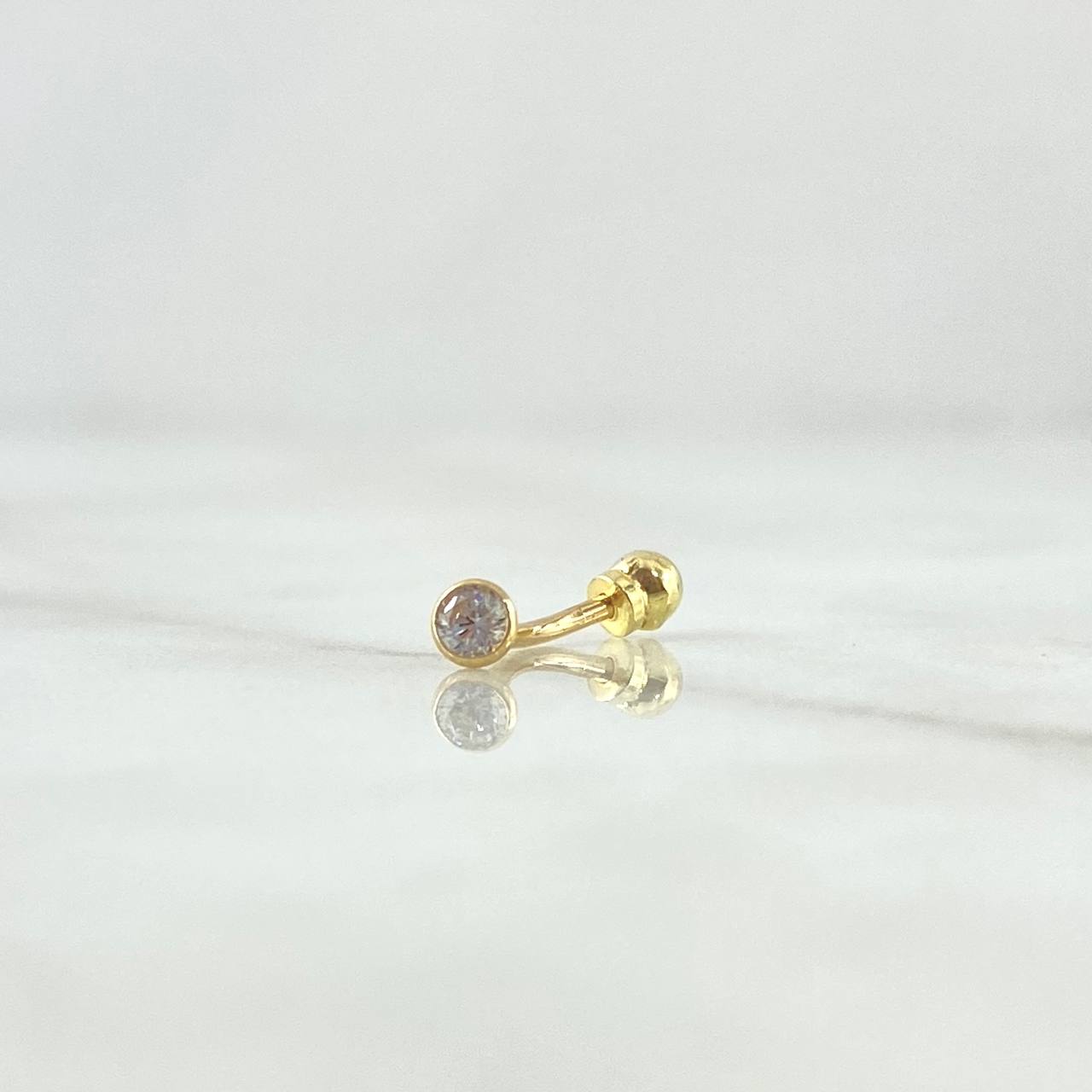 Piercing Curvo Bisel 0.3gr / 1.5cm / Circon Blanco Oro Amarillo 18K (Joya) *