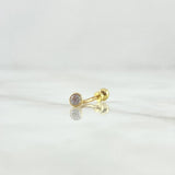 Piercing Curvo Bisel 0.3gr / 1.5cm / Circon Blanco Oro Amarillo 18K (Joya) *