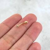 Piercing Curvo Bisel 0.3gr / 1.5cm / Circon Blanco Oro Amarillo 18K (Joya) *