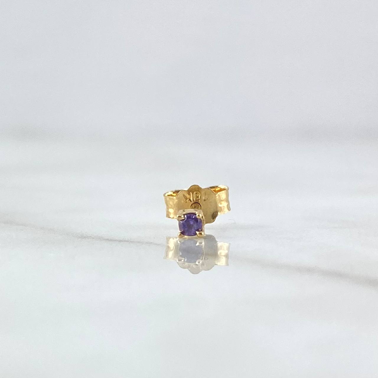 Piercing Cuatro Garras 0.3gr / 2cm / Circon Lila - Broche Mariposa Oro Amarillo 18K (Joya) *