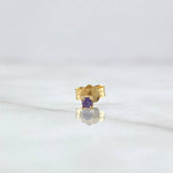 Piercing Cuatro Garras 0.3gr / 2cm / Circon Lila - Broche Mariposa Oro Amarillo 18K (Joya) *