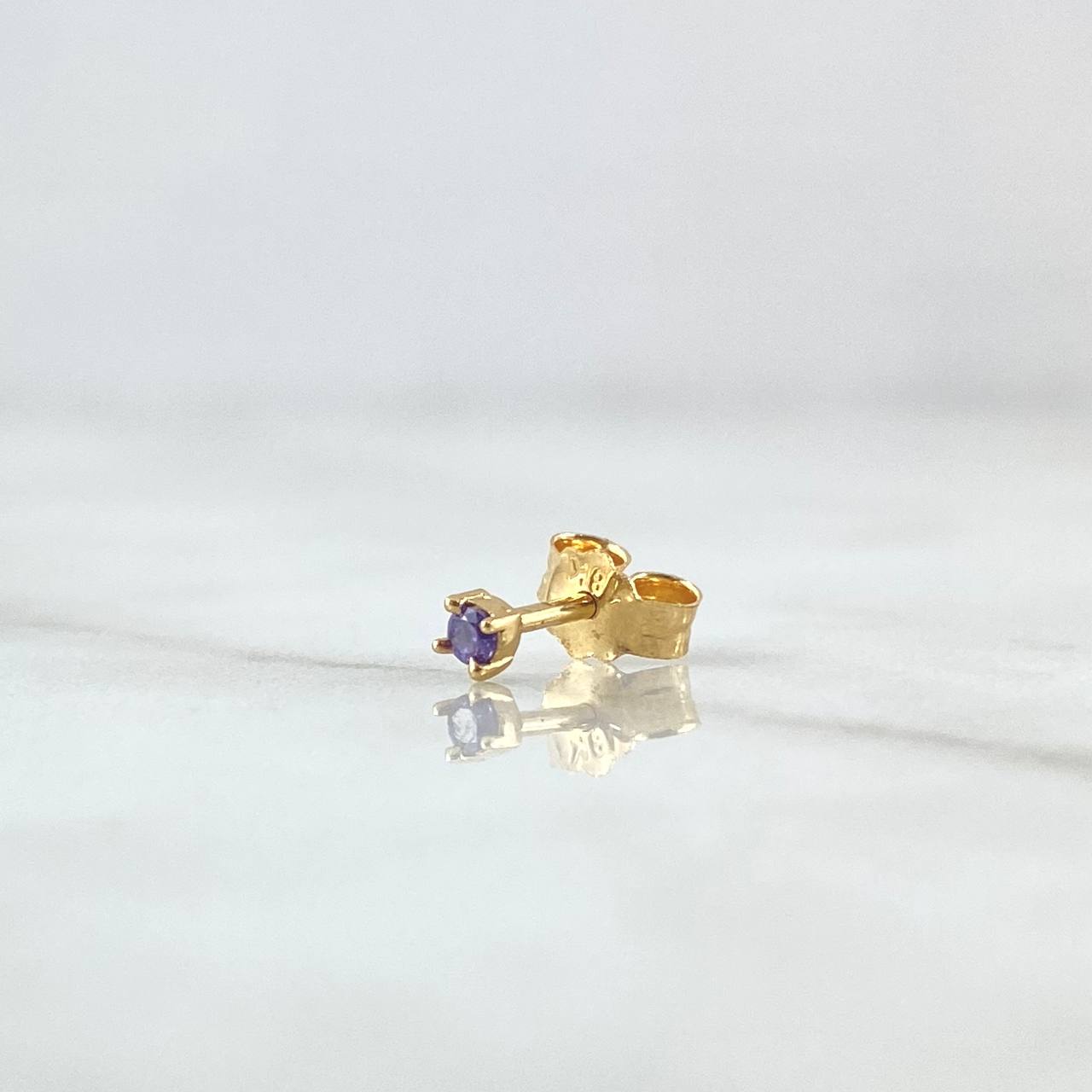 Piercing Cuatro Garras 0.3gr / 2cm / Circon Lila - Broche Mariposa Oro Amarillo 18K (Joya) *