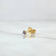 Piercing Cuatro Garras 0.3gr / 2cm / Circon Lila - Broche Mariposa Oro Amarillo 18K (Joya) *