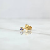 Piercing Cuatro Garras 0.3gr / 2cm / Circon Lila - Broche Mariposa Oro Amarillo 18K (Joya) *