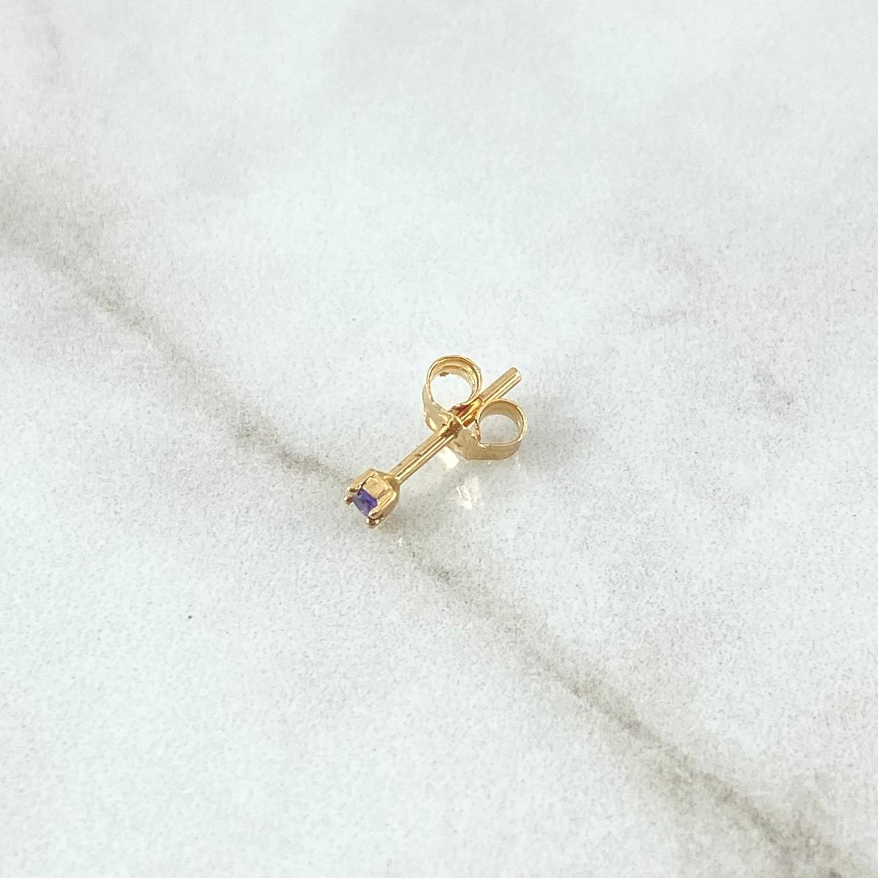 Piercing Cuatro Garras 0.3gr / 2cm / Circon Lila - Broche Mariposa Oro Amarillo 18K (Joya) *