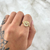Anillo Pareja Sol y Luna 3.25gr / T6 3/4- T61/2 / Circones Blancos Oro Amarillo 18K