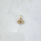 Dije Ojo Turco 0.75gr / 1.4cm / Circones Blancos Y azules Oro Amarillo 18K