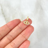 Dije Ojo Turco 0.65gr / 1.4cm / Circones Blancos Oro Amarillo 18K