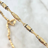 Cadena Rustica Tornillo Barril 13.95gr / 60cm / 4.17mm Texturizada Diamantada Cauchos Negros Oro Amarillo 18K©