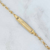 Pulso Bebé GC 1.85gr / 15cm / 3mm Placa Rectangular Bordes Texturizados Oro Amarillo 18K ©