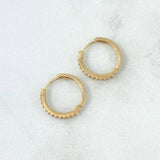Candongas Linea Punteada 1.4gr / 1.4cm / Circones Blancos Oro Amarillo 18K