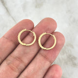 Candongas Linea Punteada 1.4gr / 1.4cm / Circones Blancos Oro Amarillo 18K