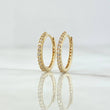 Candongas Linea Punteada 1.4gr / 1.4cm / Circones Blancos Oro Amarillo 18K