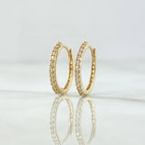 Candongas Linea Punteada 1.4gr / 1.4cm / Circones Blancos Oro Amarillo 18K