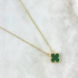 Cadena Espiga Trebol VCyA3.5gr / 45cm / 1.4mm Resina Verde Oro Amarillo Nac.Esp. 18K *