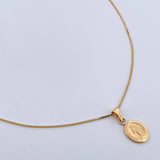 Set Cadena Veneciana 1.75gr / 45cm / 0.6mm + Dije Virgen Milagrosa 0.5gr / 1.8cm Troquelada  Oro Amarillo 18K (Oferta) &