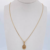 Set Cadena Veneciana 1.75gr / 45cm / 0.6mm + Dije Virgen Milagrosa 0.5gr / 1.8cm Troquelada  Oro Amarillo 18K (Oferta) &